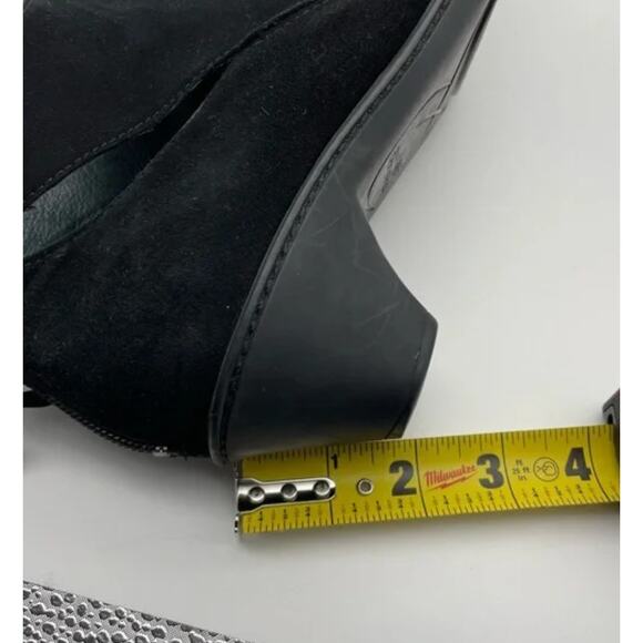 Dansko Booties 38 7-7.5 Bonita Suede Leather Cutout Heeled Ankle Zip Up Black - Picture 4 of 11